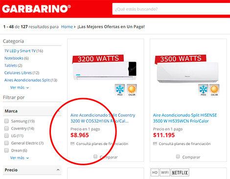 Precios transparentes - Garbarino