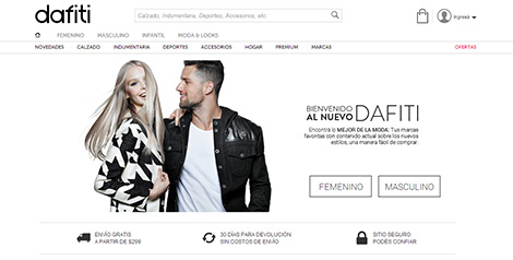 Nuevo diseño del sitio web de DAFITI Argentina